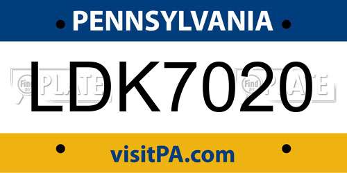 LDK7020 Pennsylvania License Plate