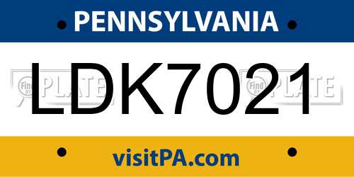 LDK7021 Pennsylvania License Plate