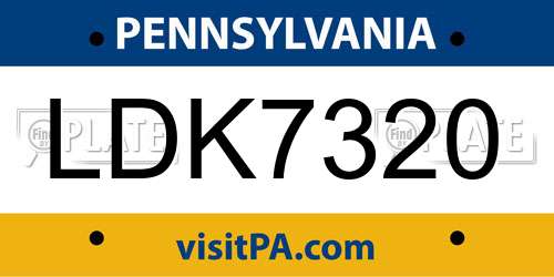 LDK7320 Pennsylvania License Plate