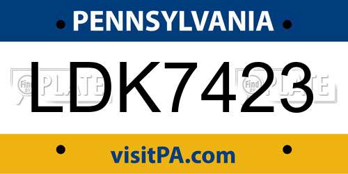 LDK7423 Pennsylvania License Plate