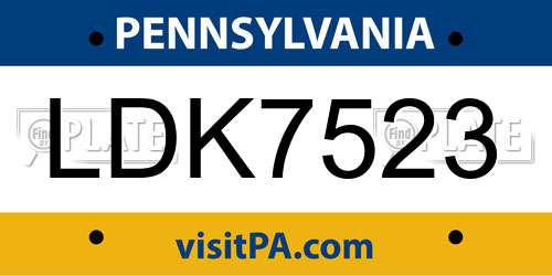 LDK7523 Pennsylvania License Plate