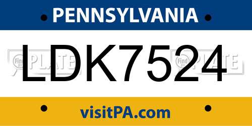 LDK7524 Pennsylvania License Plate