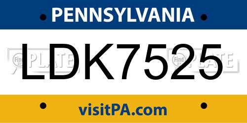 LDK7525 Pennsylvania License Plate