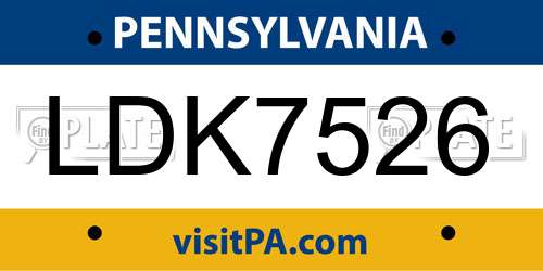 LDK7526 Pennsylvania License Plate