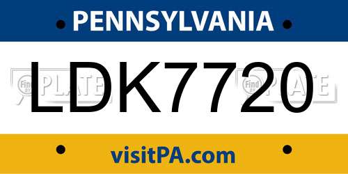 LDK7720 Pennsylvania License Plate