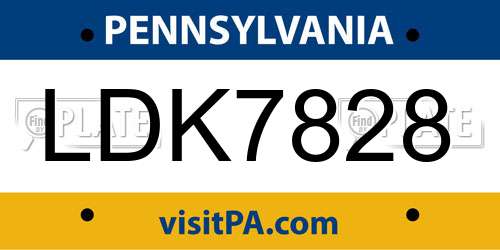 LDK7828 Pennsylvania License Plate