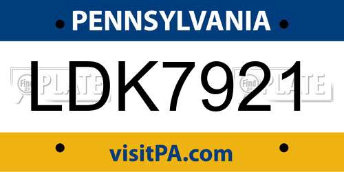 LDK7921 Pennsylvania License Plate