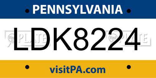 LDK8224 Pennsylvania License Plate