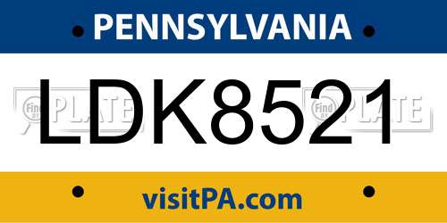 LDK8521 Pennsylvania License Plate