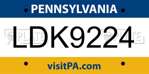 LDK9224 Pennsylvania License Plate
