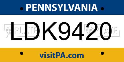 LDK9420 Pennsylvania License Plate