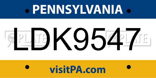 LDK9547 Pennsylvania License Plate