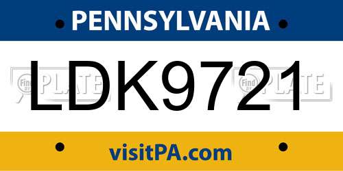 LDK9721 Pennsylvania License Plate