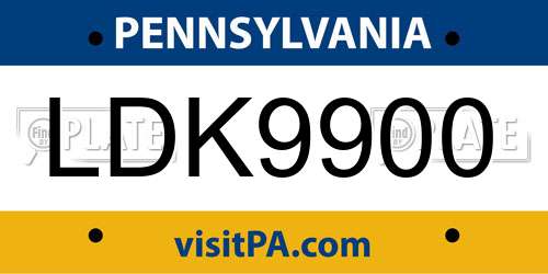 LDK9900 Pennsylvania License Plate