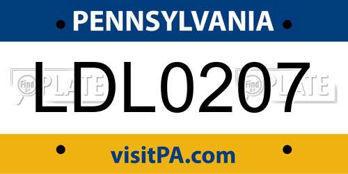 LDL0207 Pennsylvania License Plate