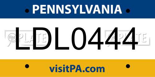 LDL0444 Pennsylvania License Plate
