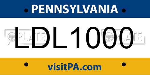 LDL1000 Pennsylvania License Plate