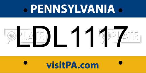 LDL1117 Pennsylvania License Plate