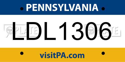 LDL1306 Pennsylvania License Plate