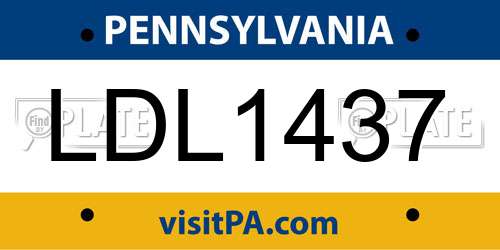 LDL1437 Pennsylvania License Plate