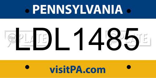 LDL1485 Pennsylvania License Plate