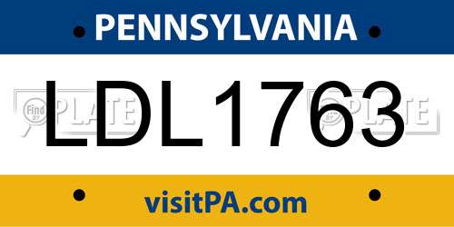 LDL1763 Pennsylvania License Plate
