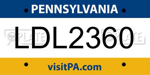 LDL2360 Pennsylvania License Plate