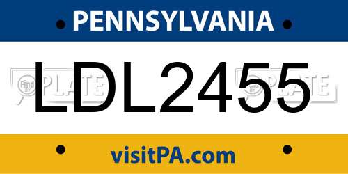 LDL2455 Pennsylvania License Plate