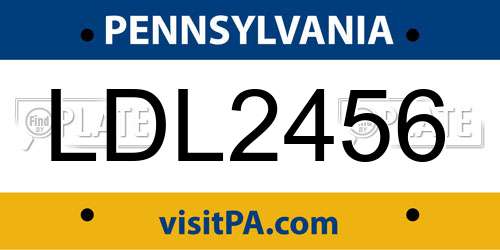 LDL2456 Pennsylvania License Plate