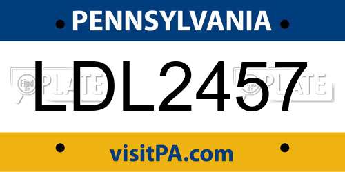 LDL2457 Pennsylvania License Plate