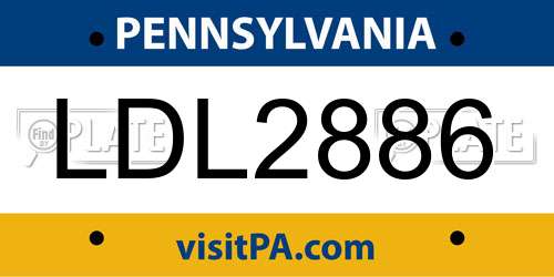 LDL2886 Pennsylvania License Plate