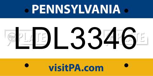 LDL3346 Pennsylvania License Plate