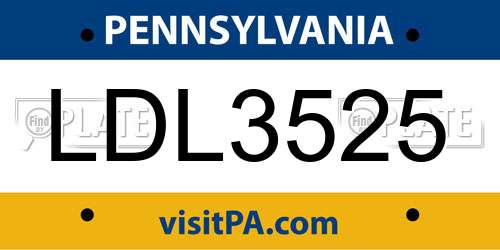 LDL3525 Pennsylvania License Plate