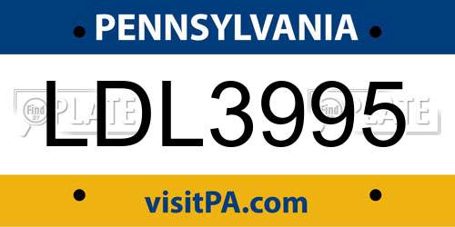 LDL3995 Pennsylvania License Plate