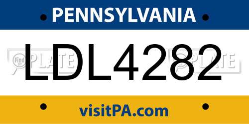 LDL4282 Pennsylvania License Plate