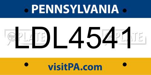 LDL4541 Pennsylvania License Plate