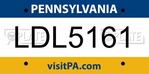 LDL5161 Pennsylvania License Plate