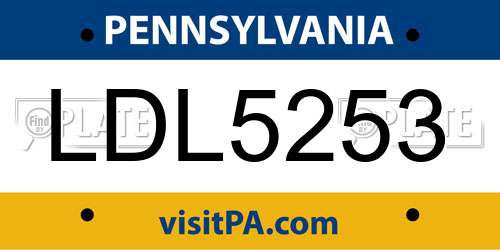LDL5253 Pennsylvania License Plate