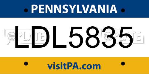 LDL5835 Pennsylvania License Plate