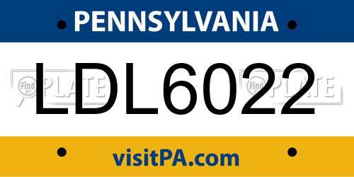 LDL6022 Pennsylvania License Plate