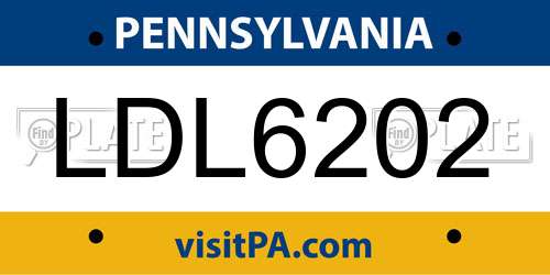 LDL6202 Pennsylvania License Plate