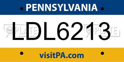 LDL6213 Pennsylvania License Plate