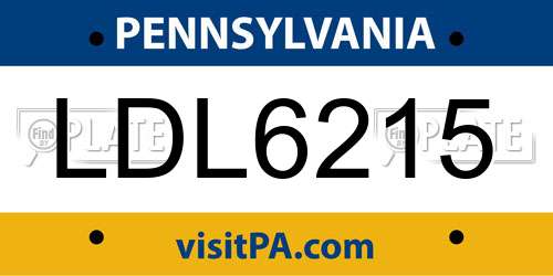 LDL6215 Pennsylvania License Plate