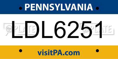 LDL6251 Pennsylvania License Plate