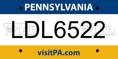 LDL6522 Pennsylvania License Plate