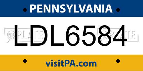 LDL6584 Pennsylvania License Plate
