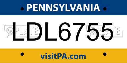 LDL6755 Pennsylvania License Plate