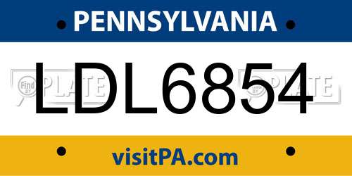 LDL6854 Pennsylvania License Plate