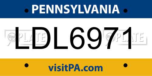LDL6971 Pennsylvania License Plate