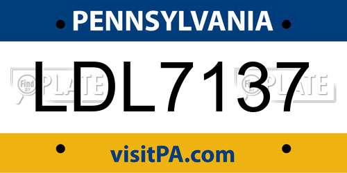 LDL7137 Pennsylvania License Plate